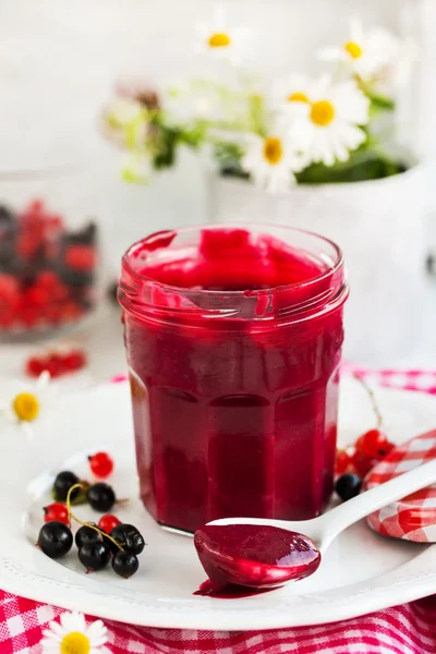 Homemade black currant curd (jam) — Stock Photo, Image