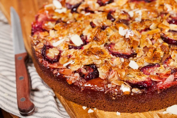 Crumble van heerlijke zelfgemaakte plum cake — Stockfoto