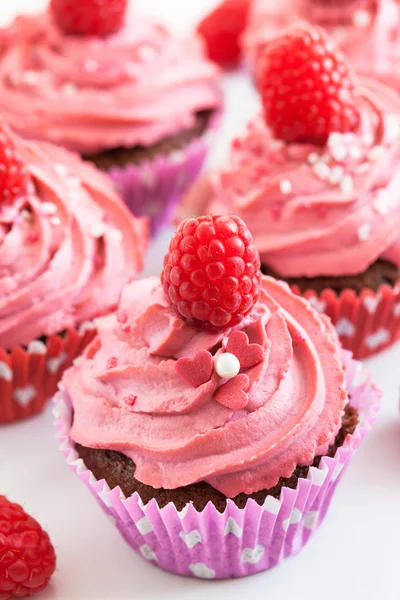 Leckere Himbeer-Cupcakes — Stockfoto