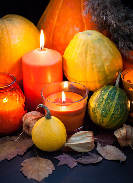 Pumpkins and candles