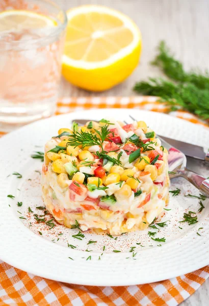 Fresh vegetable and crab salad with mayonnaise — Stock Image Fresh vegetable and crab salad with mayonnaise Stock Picture
