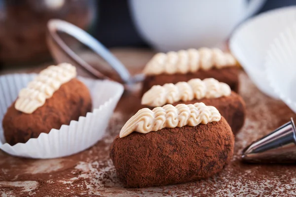 Chocolat truffe rhum boules gâteaux — Photo