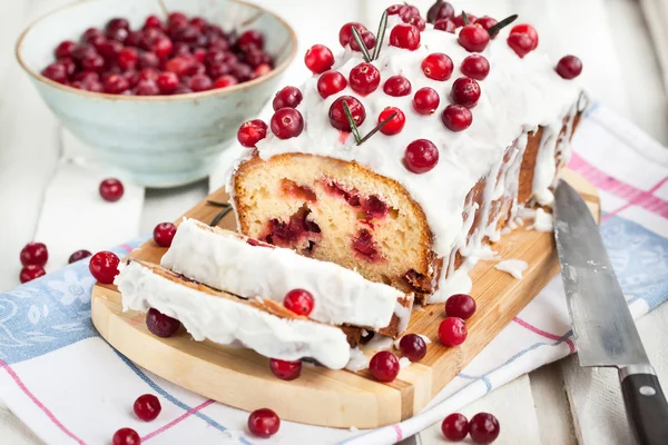 Delicioso bolo de pão de cranberry caseiro — Fotografia de Stock