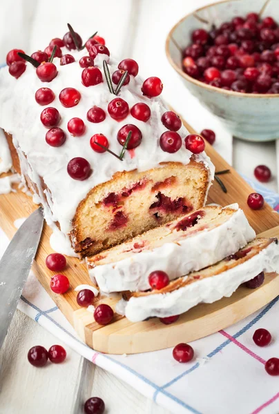 Heerlijke zelfgemaakte cranberry brood taart — Stockfoto