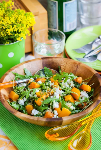 Butternut squash, arugula, couscous and feta salad — Stock Photo, Image