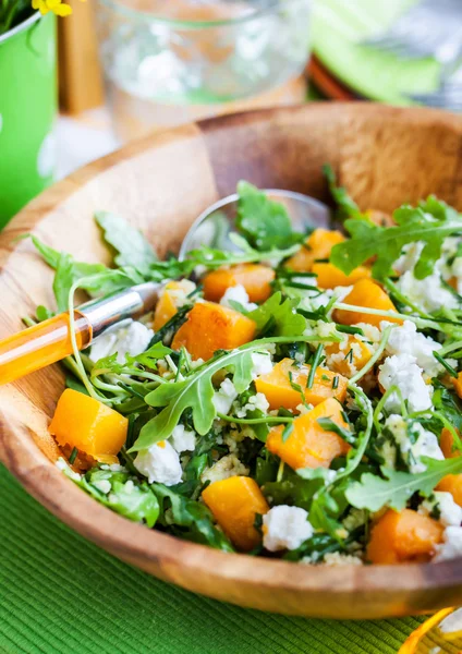 Butternut squash, arugula, couscous and feta salad — Stock Photo, Image