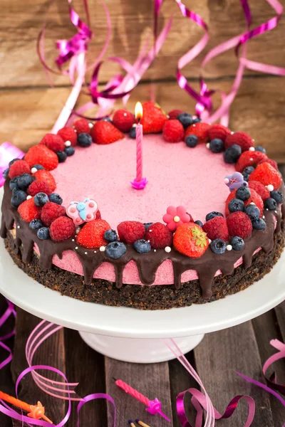 Delicious raspberry cheesecake — Stock Photo, Image