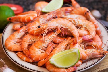 Fresh delicious prawns clipart