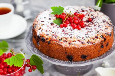 Ev yapımı taze pişmiş lezzetli hindistan cevizi ve üzümlü kahve keki.