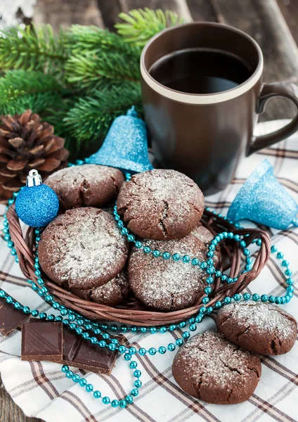 Kekse mit Schokoladenfalten — Stockfoto