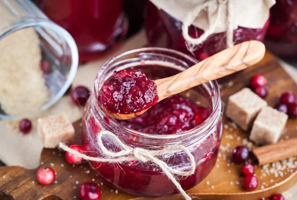 Homemade cranberry jam — Stock Photo, Image