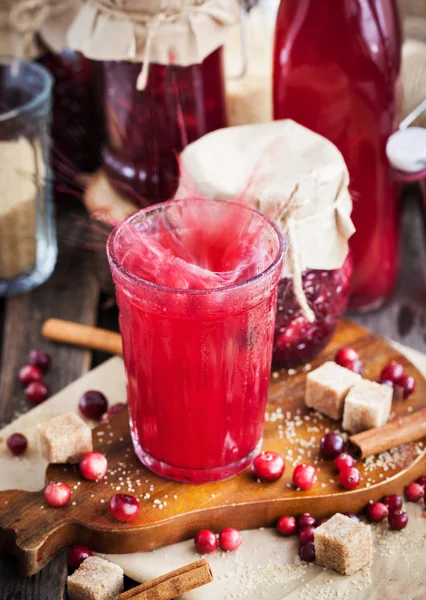 Glass of homemade cranberry juice — Stock Photo, Image