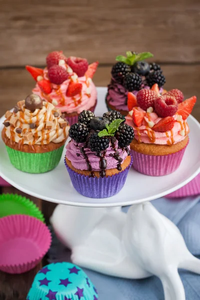 Set of different delicious cupcakes — Stock Photo, Image