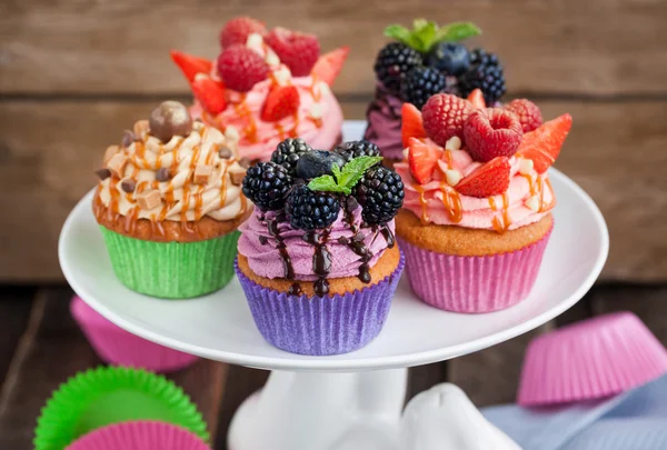 Set of different delicious cupcakes — Stock Photo, Image