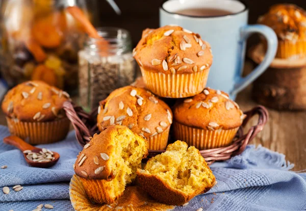 Fresh homemade delicious pumpkin muffins — Stock Photo, Image