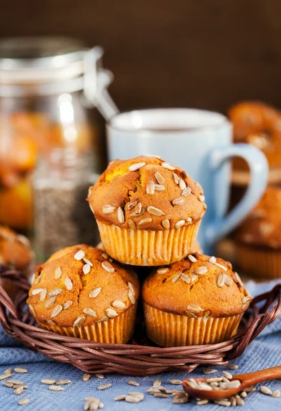 Fresco casero deliciosas magdalenas de calabaza — Foto de Stock