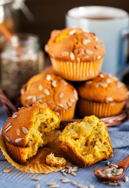 Fresh homemade delicious pumpkin muffins — Stock Photo, Image