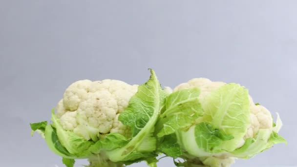 Verduras Frescas Maduras Sanas Coliflor Que Rotan — Vídeos de Stock