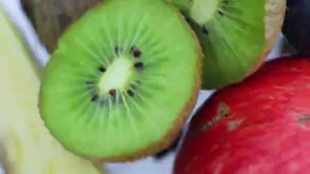 Gros Plan Rotation Fruits Frais Mûrs — Video