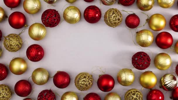 Ornements Noël Boules Rouges Faisant Cadre Avec Espace Vide Milieu — Video