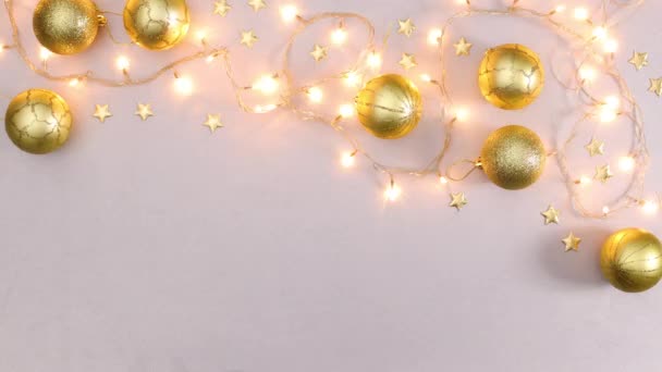 Luces Navidad Parpadeantes Adornos Navidad Oro Sobre Tema Plata Detener — Vídeos de Stock