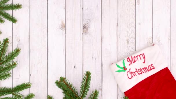 Decoración Regalos Navidad Rojo Oro Entran Calcetines Navidad Detener Movimiento — Vídeos de Stock