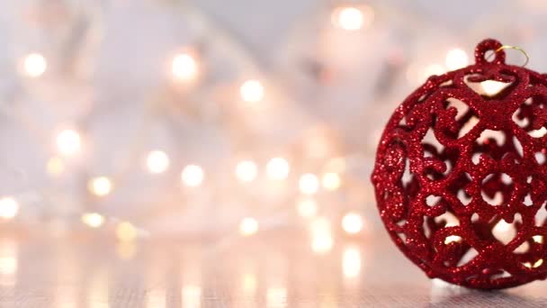 Enfeite Natal Glitter Vermelho Para Árvore Natal Tema Luz — Vídeo de Stock