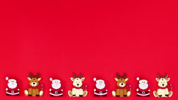 Boże Narodzenie Reniferów Santa Clouse Pojawiają Się Temat Czerwony Zatrzymać — Wideo stockowe