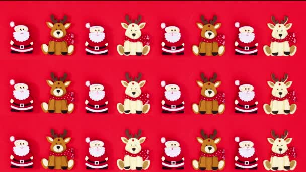 Boże Narodzenie Reniferów Santa Clouse Wypełnić Czerwony Motyw Zatrzymać Ruch — Wideo stockowe