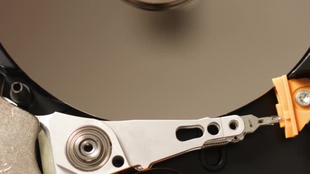 Macro Close Estrutura Interna Disco Rígido Trabalho Hdd — Vídeo de Stock