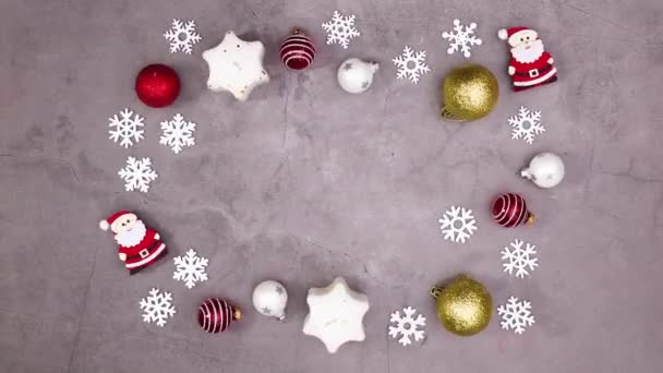 Vánoční Rám Místem Pro Text Vyrobený Vánočních Ozdob Pohybovat Zastavit — Stock video