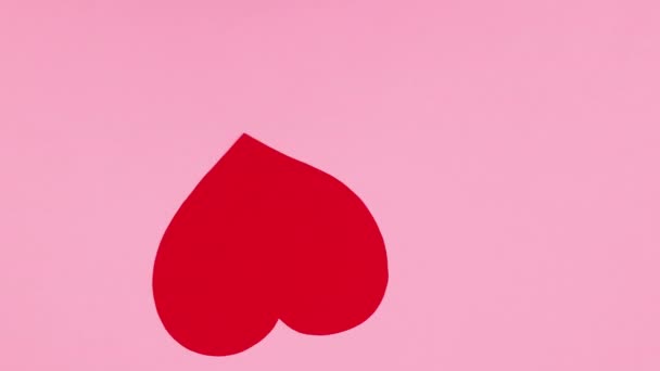 Červené Srdce Pohybuje Pastelové Růžové Téma Šťastný Valentines Den Stop — Stock video