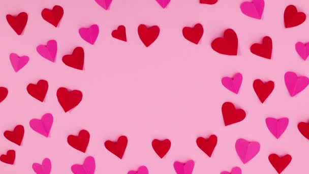 Harten Die Valentijnsdag Inlijsten Stop Met Bewegen — Stockvideo