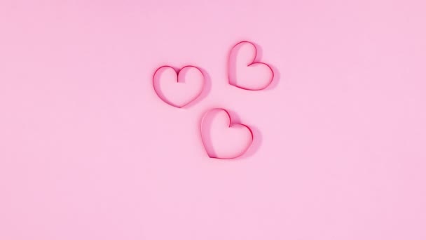 Serca Walentynki Zrobić Romantyczną Dekorację Różowy Temat Zatrzymać Ruch — Wideo stockowe