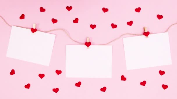 Trois Papiers Pour Texte Coeur Romantique Décoration Saint Valentin Sur — Video