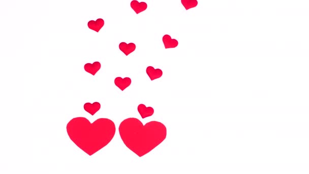 Dvě Zamilovaná Srdce Malá Srdíčka Nich Vycházejí Valentýn Stop Motion — Stock video