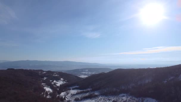 Zimowe Słońce Górze Słoneczny Dzień Widok Góry — Wideo stockowe