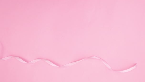 Fiori Romantici Perle Nastri Appaiono Sul Tema Rosa Pastello Ferma — Video Stock