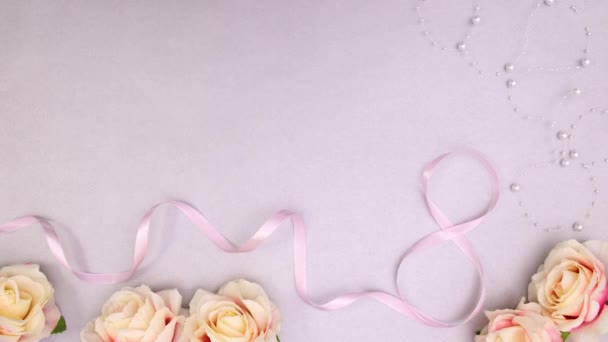 Romantic Wedding Floral Feminine Decoration Moving Stop Motion — Stock Video