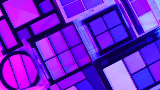 Make Cosmetics Palettes Sci Futuristic Cyber Punk Effects — Stock Video