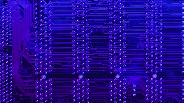 Placă Electronică Lipire Chips Uri Efecte Lumină Cibernetică Futuristă Cyber — Videoclip de stoc