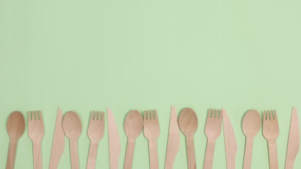 Eco Friendly Zero Waste Kitchen Utensils Cutlery Move Left Right — Stock Video