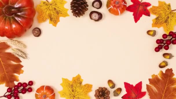 秋天的框架是由移动的叶子和秋天的果肉做成的 停止运动 — 图库视频影像