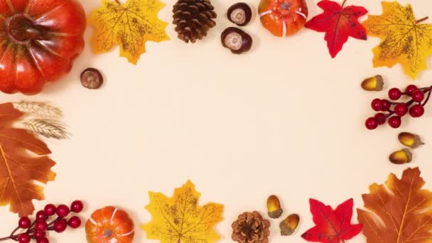 Cadre Automne Fait Feuilles Frits Automne Apparaissent Stop Motion — Video