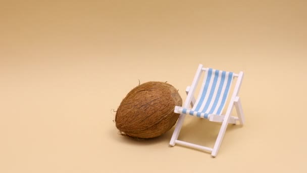 Coco Vem Espreguiçadeira Verão Parar Movimento — Vídeo de Stock