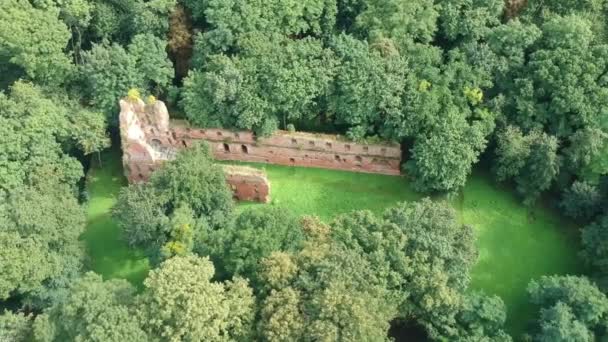 Aerial View Ruins Ancient Balga Castle Trees Summer Sunny Day — Stock Video