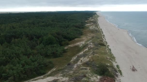 Vista Aérea Curonian Spit Verão Dia Nublado Visto Drone Voando — Vídeo de Stock