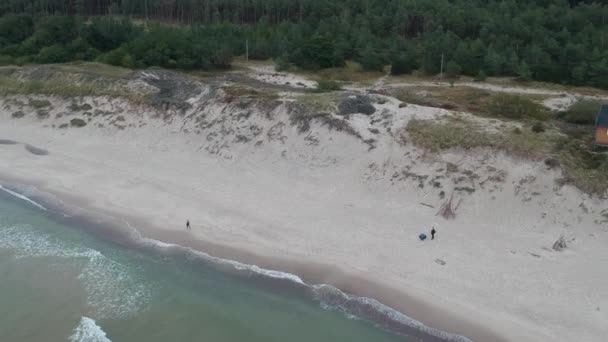 Vista Aérea Curonian Spit Verão Dia Nublado Visto Drone Voando — Vídeo de Stock