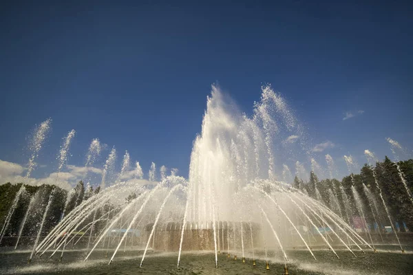 Big Fountain Sunny Windy Day Petersburg Russia — Stock Photo, Image