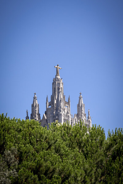 jesus sculpture on a steeple, Tibidado barcelona spain 